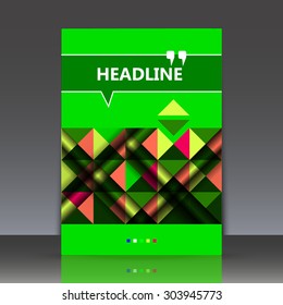 Abstract composition, geometric shapes, chartreuse title sheet, green brochure, EPS 10 vector illustration 