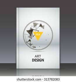 Abstract composition, geometric shapes, circle and triangle construction, brochure title sheet, business background, logo icon, firm sign backdrop, EPS 10 vector illustration