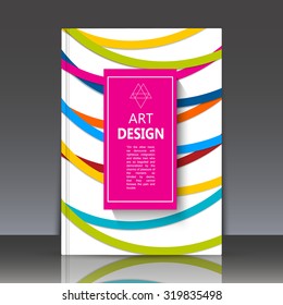 Abstract composition, geometric shapes, colored curve lines construction, square block, business background, firm sign, surface backdrop, a4 brochure title sheet, EPS 10 vector illustration