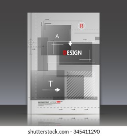 Abstract composition, geometric shapes icon, square blocks ornament, a4 brochure title sheet, logo construction pieces backdrop, business card surface, fashionable fiber texture, EPS10 vector