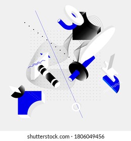 Abstract composition of geometric shapes. Isometric vector background