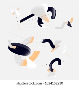 Abstract composition of geometric shapes. Isometric vector background