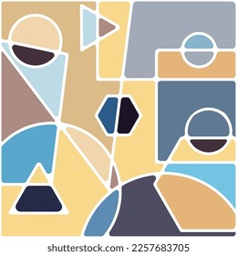 Abstract composition of geometric shapes. Layout and ideas for title pages, covers, books, brochures, leaflets, posters, booklets. Template for interior and decoration ideas. Simple style