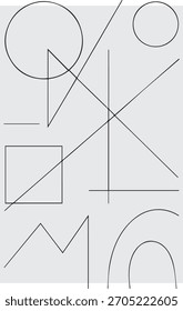 Composición Abstractas de Formas geométricas y líneas en blanco y negro, creando un diseño minimalista y moderno.