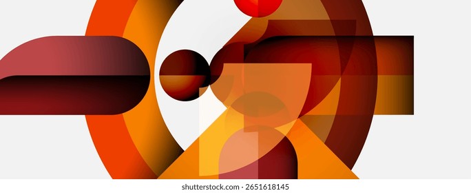Composição abstrata. As formas geométricas se sobrepõem, criando uma paleta de cores quente. Design moderno, formas simples, harmonia visual.