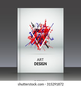 Abstract composition, geometric shapes pattern, triangle, colored pencil curve lines construction, brochure title sheet, business card backdrop, logo base, firm sign, EPS 10 vector illustration