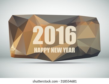 Abstract composition, geometric shapes, polygonal triangle construction, happy new year decoration, 2016, greeting card, startup screen saver, headpiece backdrop, wallpaper, EPS 10 vector illustration