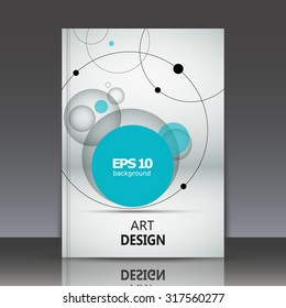 Abstract composition, geometric shapes surface, flying blue circles,  construction, a4 brochure title sheet, business card backdrop, logo base, EPS 10 vector illustration
