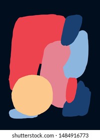 Abstract composition with geometric shapes in vector. Colorful abstraction on dark background