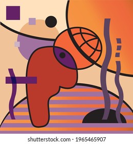 Abstract composition of geometric shapes. Vector abstract image.   