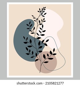 Abstract composition with geometric spots, black colors and lines. Can be used for any kind of design. Vector template. Boho style.
