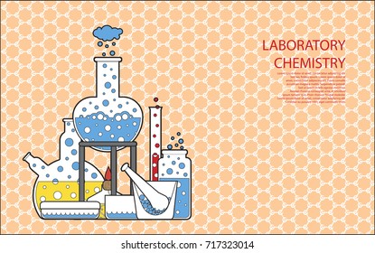 Abstract composition of glass laboratory glassware