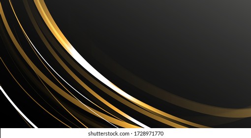 Abstract composition of glowing goden lights effect in dark space, graphic element with place for your text, trendy cover design