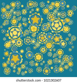 Abstract composition of golden gears. Vector illustration.