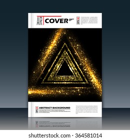 Abstract composition, golden outer space galaxy, glory star ray, a4 brochure title sheet, cosmic sky icon, text frame surface, creative figure, logo sign, firm banner form, flier fashion, EPS10 