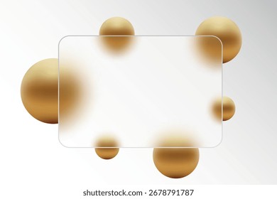 An abstract composition of golden spheres with transparent glass. Eps 10