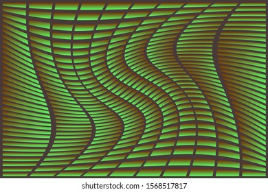 Abstract composition of gradient, curved rectangles swirling to the center on a dark background. Vector image.