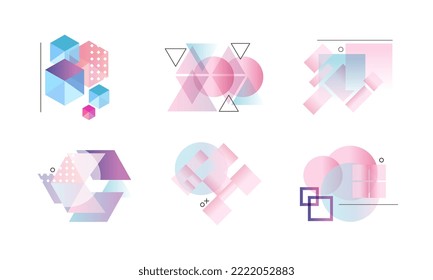 Abstract Composition with Gradient Geometry Forms and Figures Vector Set