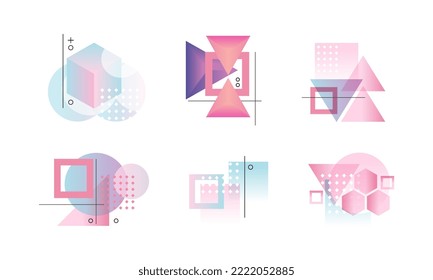 Abstract Composition with Gradient Geometry Forms and Figures Vector Set
