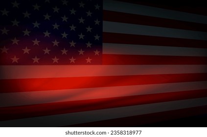 Abstract composition with gradient and silhouette of america flag.