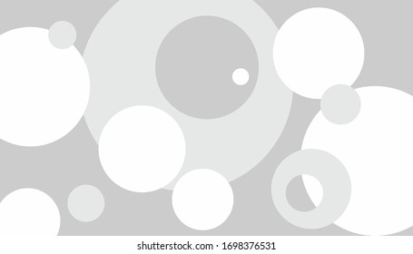 Abstract composition with gray and white circles. Geometric banner.