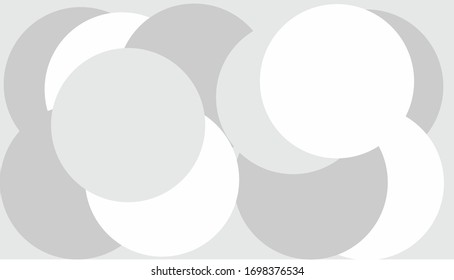 Abstract composition with gray and white circles. Geometric banner.