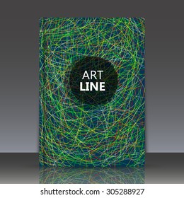 Abstract composition, green brochure background, colored lines, EPS 10 vector illustration