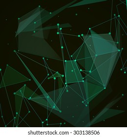 Abstract composition, green polygonal space ornament, screen saver, display background pattern, EPS 10 vector illustration