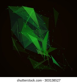 Abstract composition, green polygonal space ornament, screen saver, display background pattern, EPS 10 vector illustration