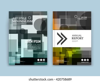 Abstract composition. Green polygonal texture. Square blocks construction. White brochure title sheet. Creative transparent arrow figure icon. Box blocks surface. Round parts banner form. Flyer font