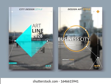 Abstract composition. Grey a4 brochure cover design. Info banner frame. Text font. Title sheet model set. Modern vector front page. Brand logo texture. Blue color figures image icon. Ad flyer fiber