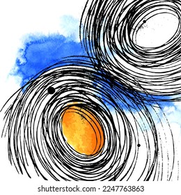 Abstract composition. Grunge illustration. Sketch. Abstract Background. Colored paint stains