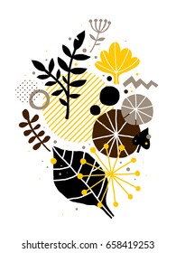Abstract composition with hand drawn floral elements. Useful for advertising, design, prints and posters.