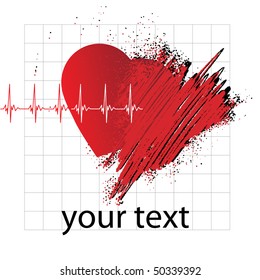 Abstract Composition With The Heart And ECG. Vector.