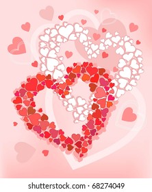 Abstract composition with hearts