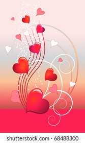 Abstract composition with hearts