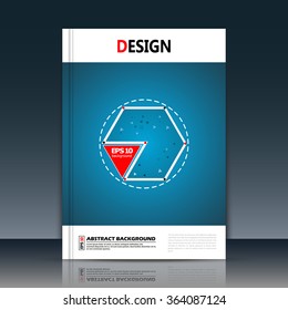 Abstract composition, hexagon icon, dotted lines construction, text frame surface, blue a4 brochure title sheet, creative red figure, logo sign, firm banner form, flier fashion, EPS10 illustration
