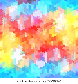 Abstract composition of hexagons of geometric shapes. Colorful mosaic background.
