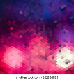 Abstract composition of hexagons  of geometric shapes.Colorful mosaic background.Geometric color  background with place for your text, text separately from the background