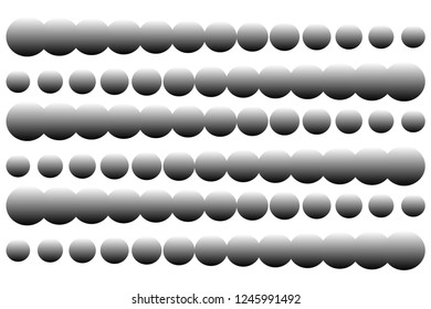 Abstract composition of horizontal, color, gradient circles on a white background. Vector image.