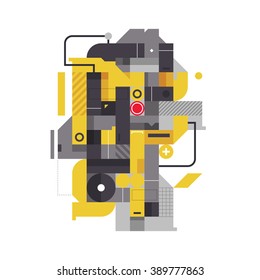 Abstract composition with industrial elements. Style of modern art and graffiti. The design element is isolated on a white background, suitable for prints, corporate posters and covers.