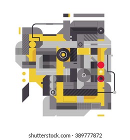Abstract composition with industrial elements. Style of modern art and graffiti. The design element is isolated on a white background, suitable for prints, corporate posters and covers.