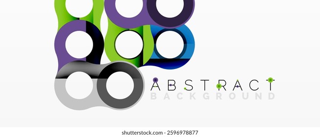 Abstract composition with intertwined circular and tubular forms creating fluid structure with gradients, depth, and sharp contrasts