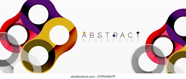 Abstract composition with intertwined circular and tubular forms creating fluid structure with gradients, depth, and sharp contrasts