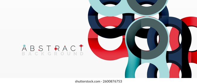 Abstract composition with intertwined circular and tubular forms creating fluid structure with gradients, depth, and sharp contrasts