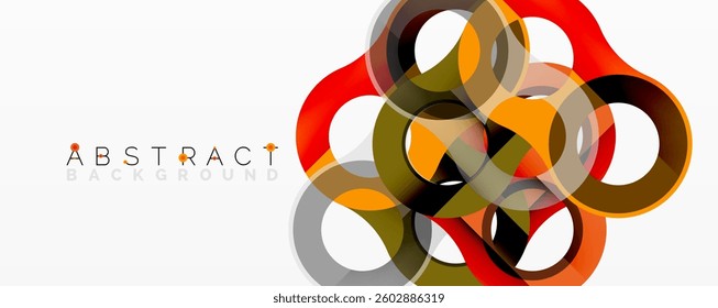 Abstract composition with intertwined circular and tubular forms creating fluid structure with gradients, depth, and sharp contrasts