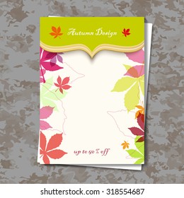 Abstract composition, leaves theme, autumn events advertisement card, seasonal sale flyer, botanical print, eco design, ecological mode, EPS 10 vector illustration