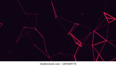 Abstract composition.red lines on a dark background. plexus background. vector background. abstract red lines.