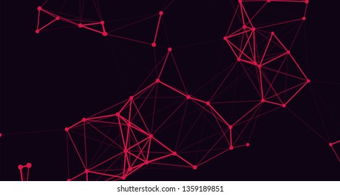 Abstract composition.red lines on a dark background. plexus background. vector background. abstract red lines.