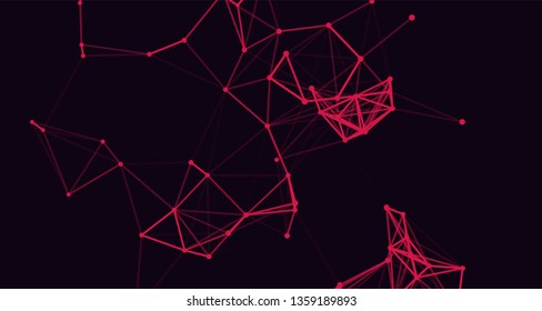 Abstract composition.red lines on a dark background. plexus background. vector background. abstract red lines.